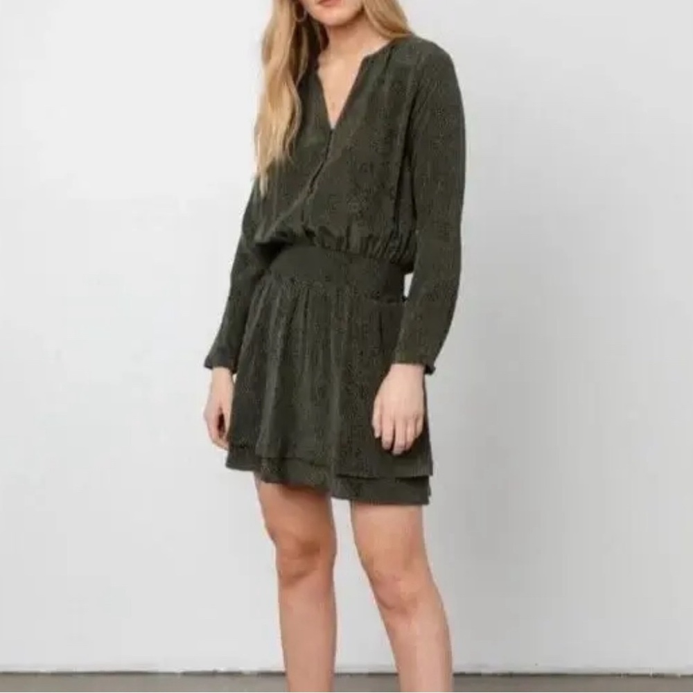 Rails Womens Jasmine Long Sleeve Snake Skin Dress Green Sz S
